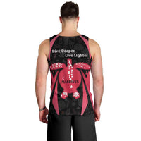 Maldives Dive Turtle Men Tank Top with Coral Reef Pattern and Island Spirit Slogan
