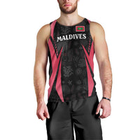 Maldives Dive Turtle Men Tank Top with Coral Reef Pattern and Island Spirit Slogan