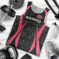 Maldives Dive Turtle Men Tank Top with Coral Reef Pattern and Island Spirit Slogan