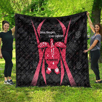 Maldives Dive Turtle Quilt with Coral Reef Pattern and Island Spirit Slogan