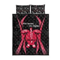 Maldives Dive Turtle Quilt Bed Set with Coral Reef Pattern and Island Spirit Slogan