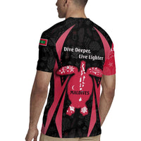 Maldives Dive Turtle Rugby Jersey with Coral Reef Pattern and Island Spirit Slogan