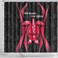 Maldives Dive Turtle Shower Curtain with Coral Reef Pattern and Island Spirit Slogan