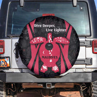 Maldives Dive Turtle Spare Tire Cover with Coral Reef Pattern and Island Spirit Slogan