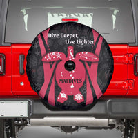Maldives Dive Turtle Spare Tire Cover with Coral Reef Pattern and Island Spirit Slogan