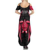 Maldives Dive Turtle Summer Maxi Dress with Coral Reef Pattern and Island Spirit Slogan