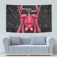 Maldives Dive Turtle Tapestry with Coral Reef Pattern and Island Spirit Slogan