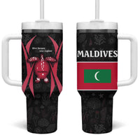 Maldives Dive Turtle Tumbler With Handle with Coral Reef Pattern and Island Spirit Slogan