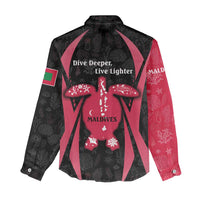 Maldives Dive Turtle Women Casual Shirt with Coral Reef Pattern and Island Spirit Slogan