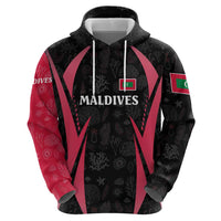 Maldives Dive Turtle Zip Hoodie with Coral Reef Pattern and Island Spirit Slogan