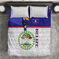 Belize National Emblem Bedding Set with Toucan Print and Flag-Inspired Blue Design