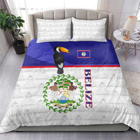 Belize National Emblem Bedding Set with Toucan Print and Flag-Inspired Blue Design