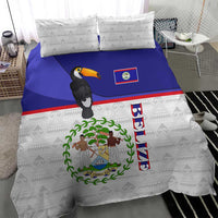 Belize National Emblem Bedding Set with Toucan Print and Flag-Inspired Blue Design