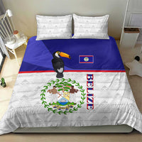 Belize National Emblem Bedding Set with Toucan Print and Flag-Inspired Blue Design