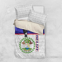 Belize National Emblem Bedding Set with Toucan Print and Flag-Inspired Blue Design