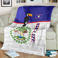 Belize National Emblem Blanket with Toucan Print and Flag-Inspired Blue Design