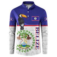 Belize National Emblem Button Sweatshirt with Toucan Print and Flag-Inspired Blue Design