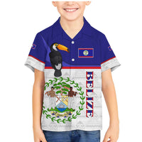 Belize National Emblem Family Matching Mermaid Dress and Hawaiian Shirt with Toucan Print and Flag-Inspired Blue Design
