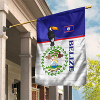 Belize National Emblem Garden Flag with Toucan Print and Flag-Inspired Blue Design