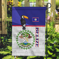 Belize National Emblem Garden Flag with Toucan Print and Flag-Inspired Blue Design