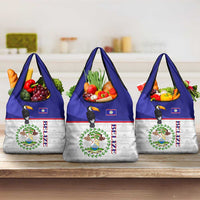 Belize National Emblem Grocery Bag with Toucan Print and Flag-Inspired Blue Design