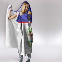 Belize National Emblem Hooded Blanket with Toucan Print and Flag-Inspired Blue Design