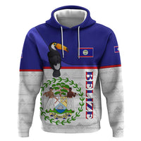 Belize National Emblem Hoodie with Toucan Print and Flag-Inspired Blue Design