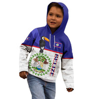 Belize National Emblem Kid Hoodie with Toucan Print and Flag-Inspired Blue Design