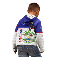 Belize National Emblem Kid Hoodie with Toucan Print and Flag-Inspired Blue Design