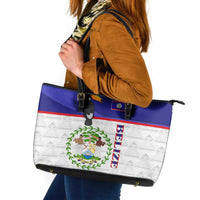 Belize National Emblem Leather Tote Bag with Toucan Print and Flag-Inspired Blue Design