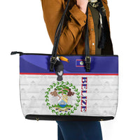 Belize National Emblem Leather Tote Bag with Toucan Print and Flag-Inspired Blue Design