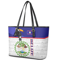 Belize National Emblem Leather Tote Bag with Toucan Print and Flag-Inspired Blue Design