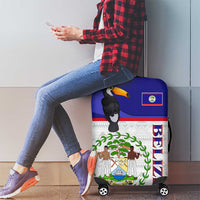 Belize National Emblem Luggage Cover with Toucan Print and Flag-Inspired Blue Design