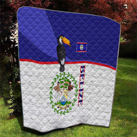 Belize National Emblem Quilt with Toucan Print and Flag-Inspired Blue Design
