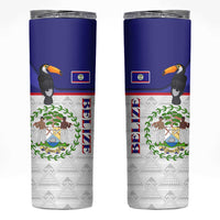 Belize National Emblem Skinny Tumbler with Toucan Print and Flag-Inspired Blue Design