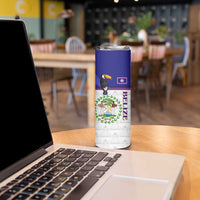 Belize National Emblem Skinny Tumbler with Toucan Print and Flag-Inspired Blue Design
