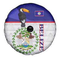 Belize National Emblem Spare Tire Cover with Toucan Print and Flag-Inspired Blue Design