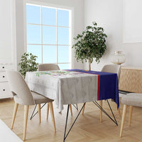 Belize National Emblem Tablecloth with Toucan Print and Flag-Inspired Blue Design