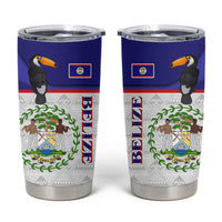 Belize National Emblem Tumbler Cup with Toucan Print and Flag-Inspired Blue Design