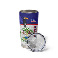 Belize National Emblem Tumbler Cup with Toucan Print and Flag-Inspired Blue Design