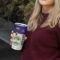 Belize National Emblem Tumbler Cup with Toucan Print and Flag-Inspired Blue Design