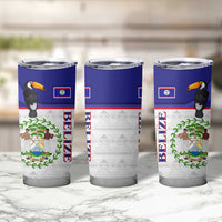 Belize National Emblem Tumbler Cup with Toucan Print and Flag-Inspired Blue Design