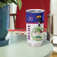 Belize National Emblem Tumbler Cup with Toucan Print and Flag-Inspired Blue Design