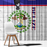 Belize National Emblem Window Curtain with Toucan Print and Flag-Inspired Blue Design