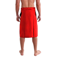 Belize Coat of Arms Lavalava with Palm Pattern and Split Red Blue Design