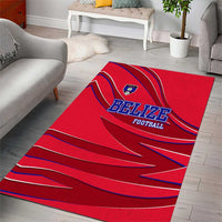 Belize Football Area Rug with Red Abstract Soccer Pattern and Shield Emblem