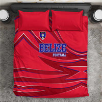 Belize Football Bedding Set with Red Abstract Soccer Pattern and Shield Emblem