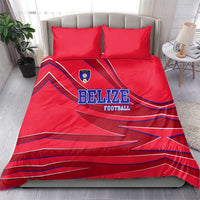 Belize Football Bedding Set with Red Abstract Soccer Pattern and Shield Emblem