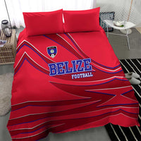 Belize Football Bedding Set with Red Abstract Soccer Pattern and Shield Emblem