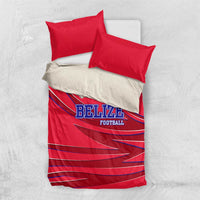 Belize Football Bedding Set with Red Abstract Soccer Pattern and Shield Emblem